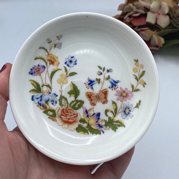 Vintage Aynsley Cottage Garden Fine Bone China Pin Dish  - Manufacturer Established England 1775 - Collectible Aynsley Porcelain