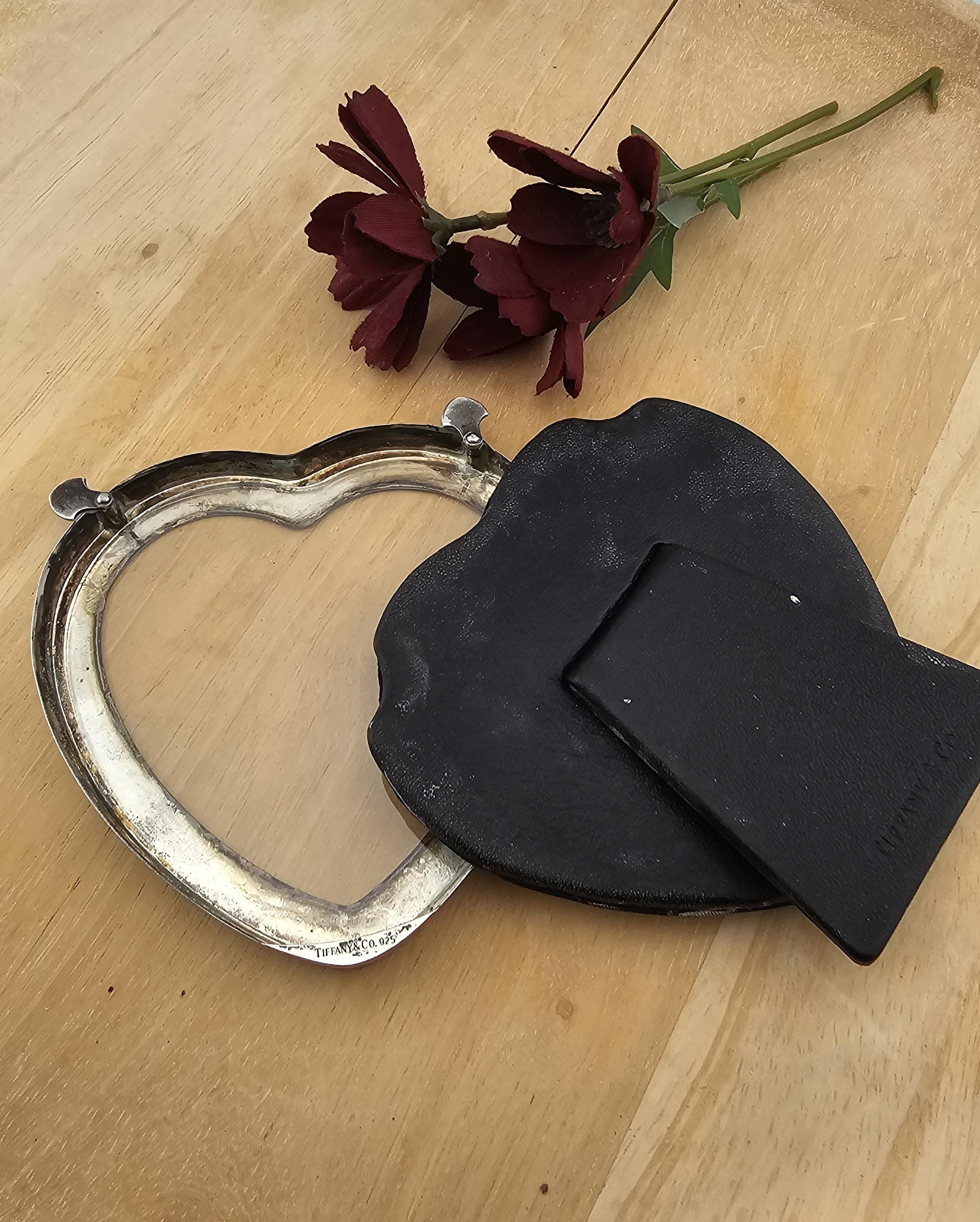 Tiffany & Co Sterling Silver Heart Photo Frame 925 Vintage Folding