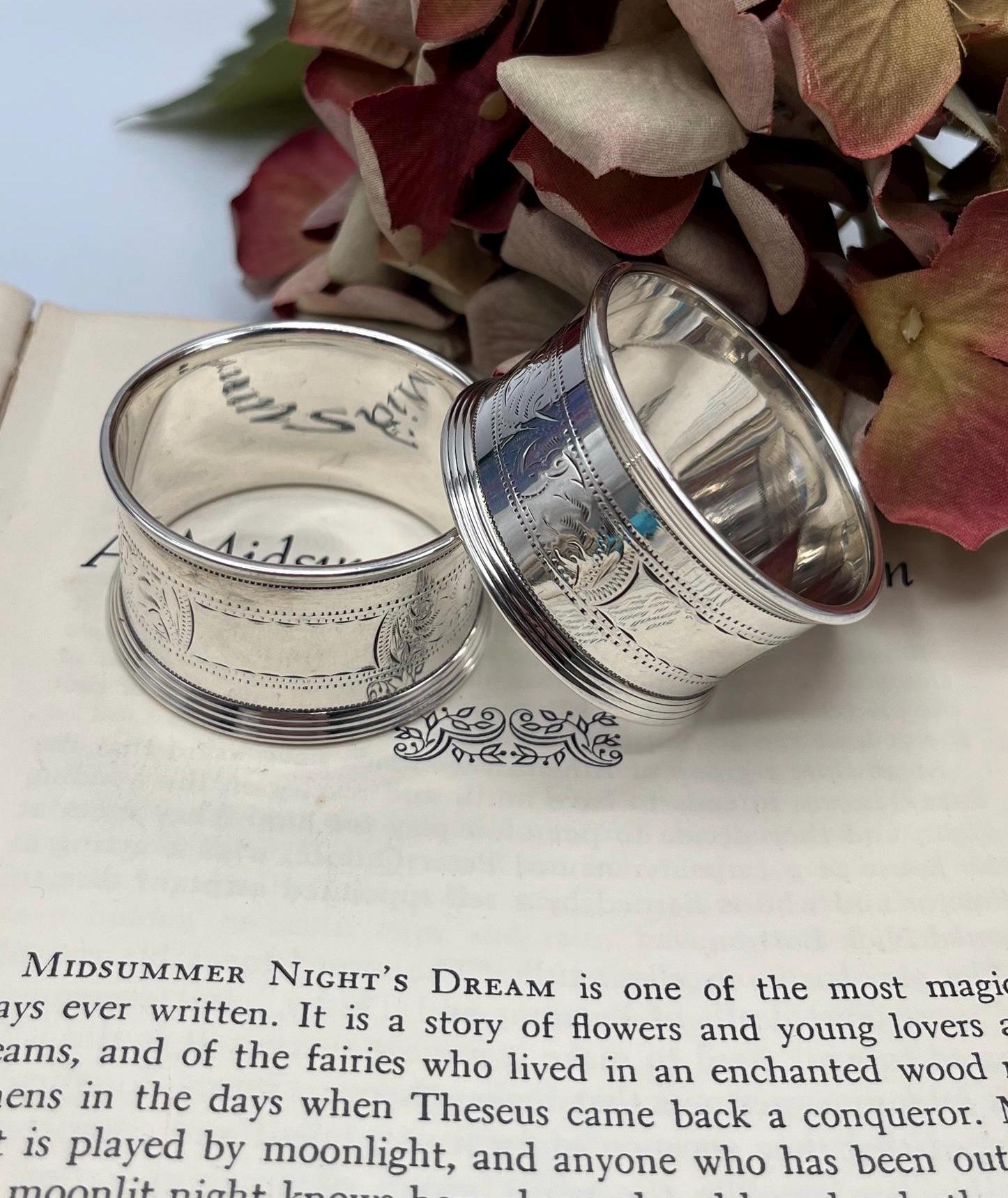 アンティーク スターリングシルバー ナプキンリング - チェスター