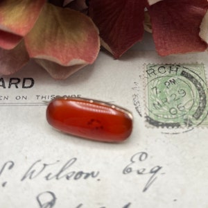 Vintage Polished CARNELIAN Brooch - Deep Orange Carnelian with Natural Inclusions * Ref 15