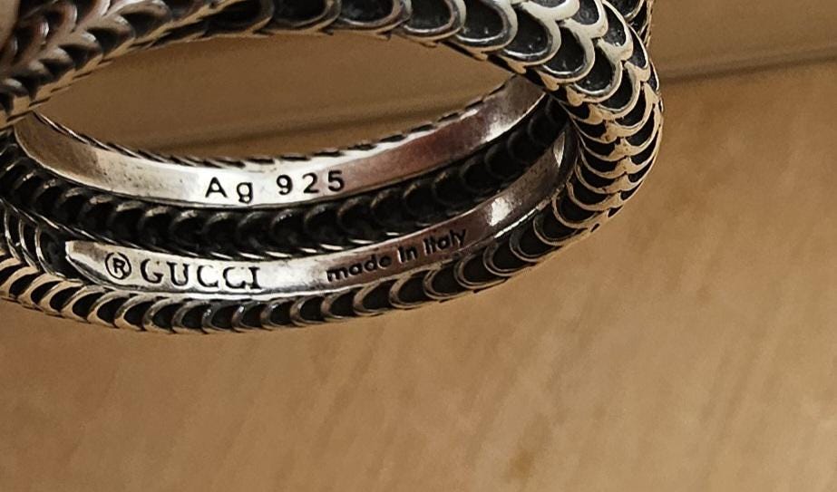 Original & Collectable Gucci Icon Ring, Sterling Silver Snake Ring