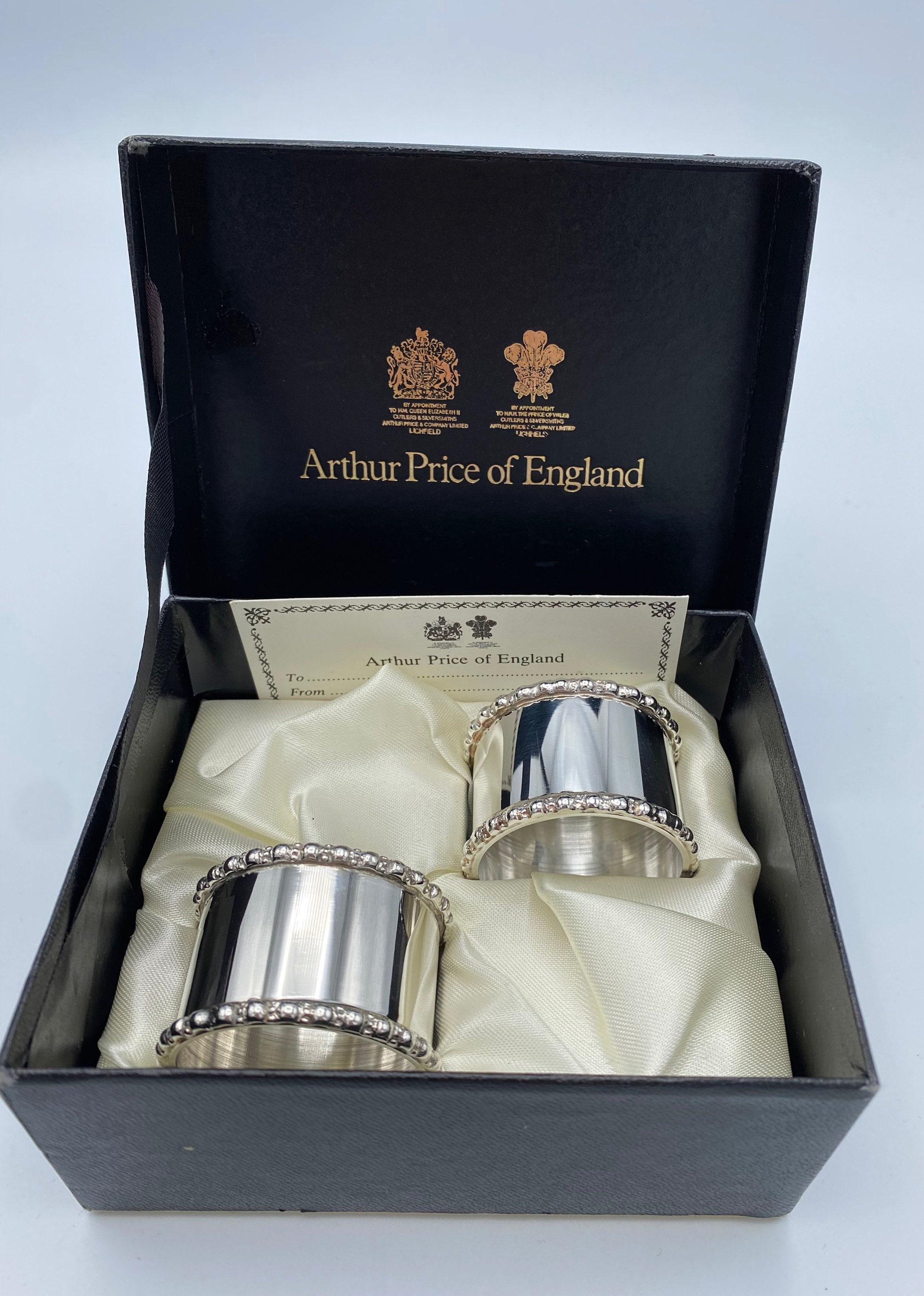 Vintage ‘pair’ Silver Plated Napkin Rings in Original Royal Appointment ...