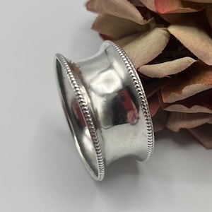 Vintage Hallmarked Sterling Silver Napkin Ring Concave Design Beaded Rim, Assayed Birmingham England 1937- Silver Sterling Serviette *Ref 12