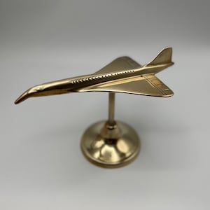 Vintage ‘Supersonic’ Concorde Aeroplane Brass Sculpture Jet Plane - Aeroplane Enthusiast - Vintage 1970’s Concorde
