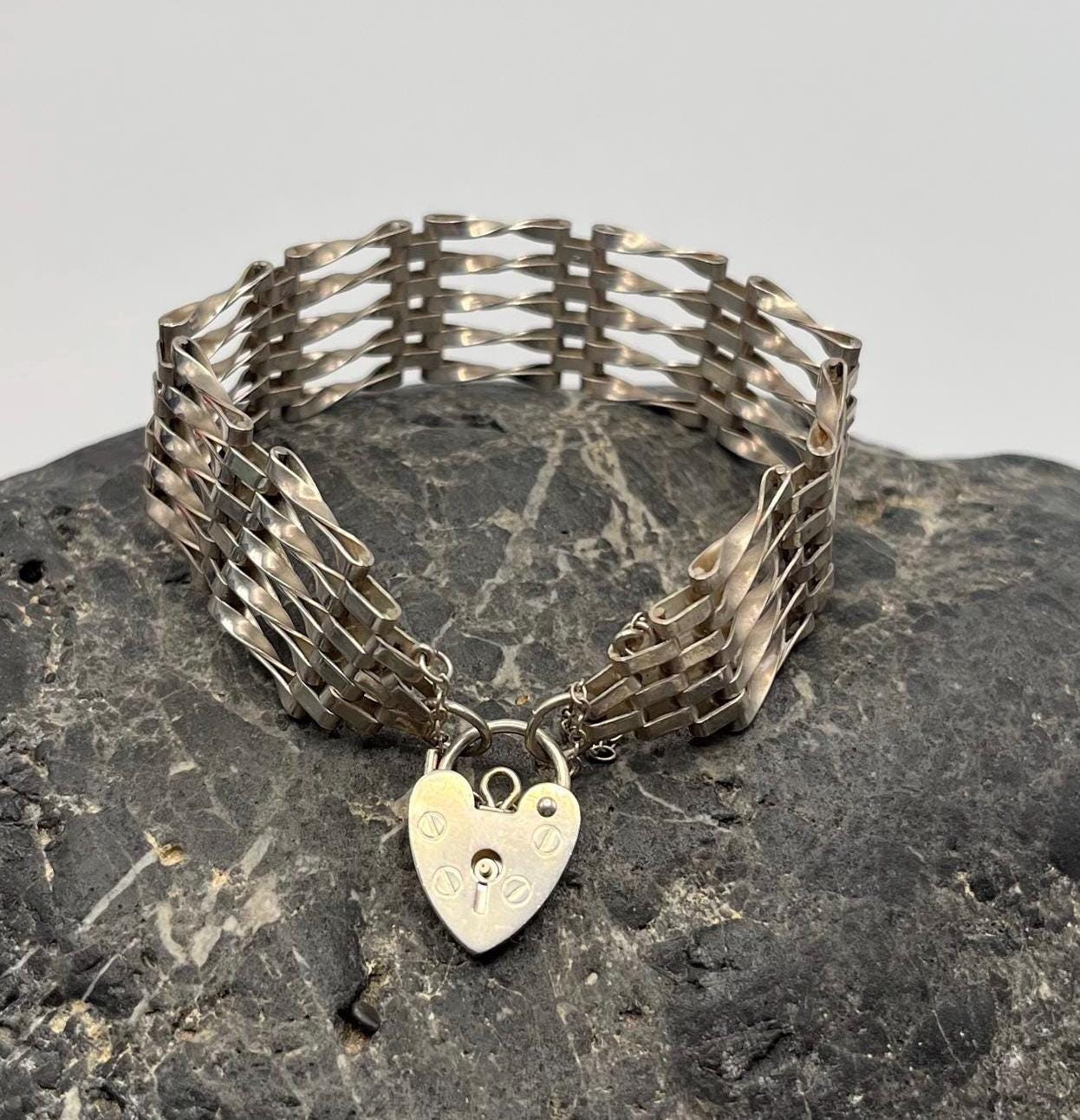 ヴィンテージ スターリングシルバー ゲートリンクブレスレット