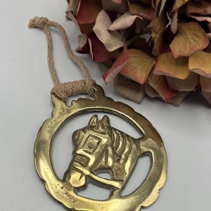 Vintage RESTORED Horse Brass  - Cottage Decor - Ready to Hang HORSE Equestrian Design Wall Hanging - Ornamental/ Plaque