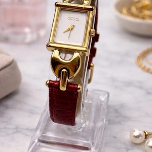 Gucci 90s AUTHENTIC Gold-Tone Dial Brown Leather Strap Watch Gucci - Mini Round Gold Dial Gold - 1990s main image 4