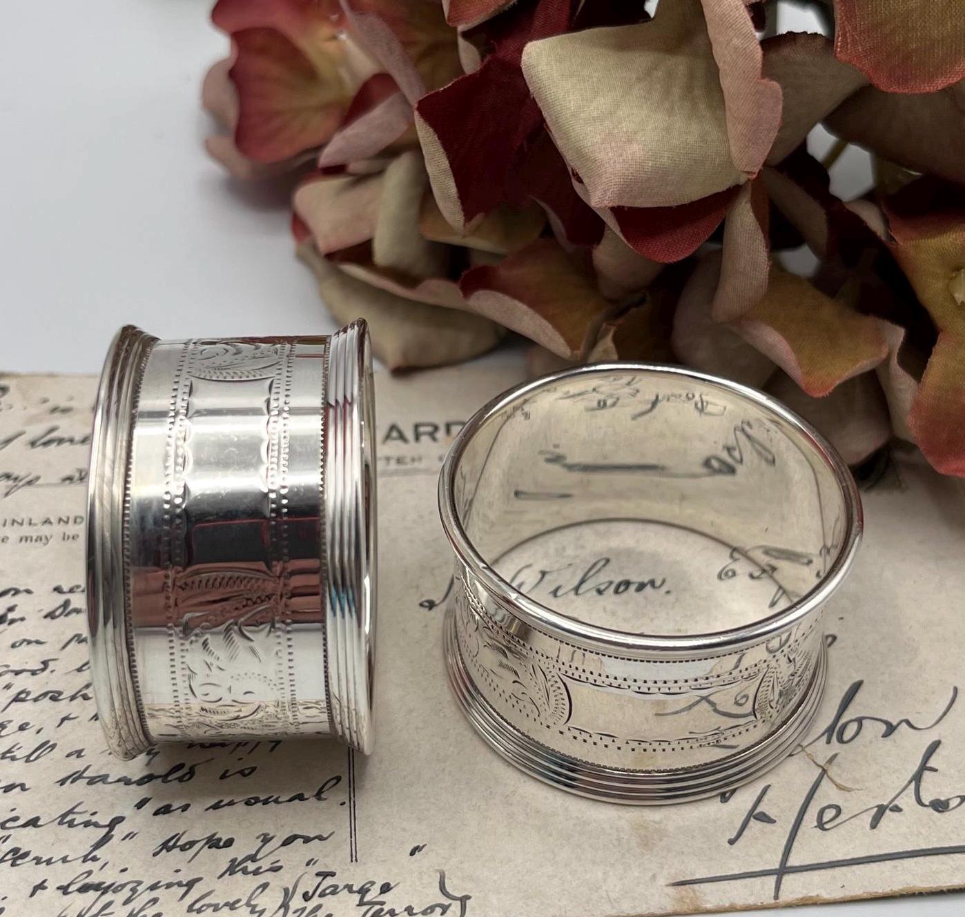 アンティーク スターリングシルバー ナプキンリング - チェスター