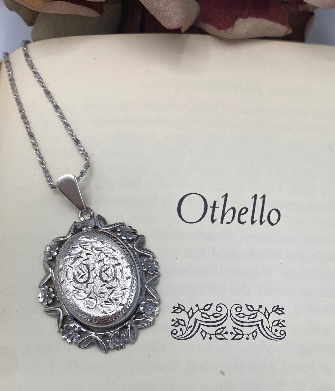 Vintage LARGE Silver Locket and Chain Sterling Silver Etsy