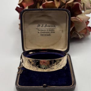 Vintage Gold Armreif: Harrods Excalibur Geätztes Blumen Armband