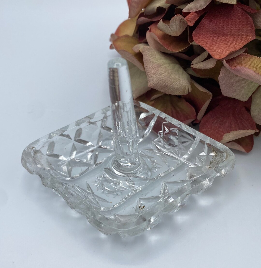 Vintage Cut Glass Diamond Ring Tree: Ornate Jewelry Display - Etsy