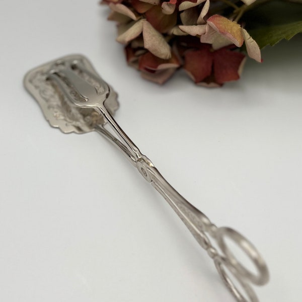 Vintage Silver Plated Serving Tong- Pastry Server Scissor Style - Afternoon Tea Accessory -  Tablescaping Accessory - Elegant Art Deco Style