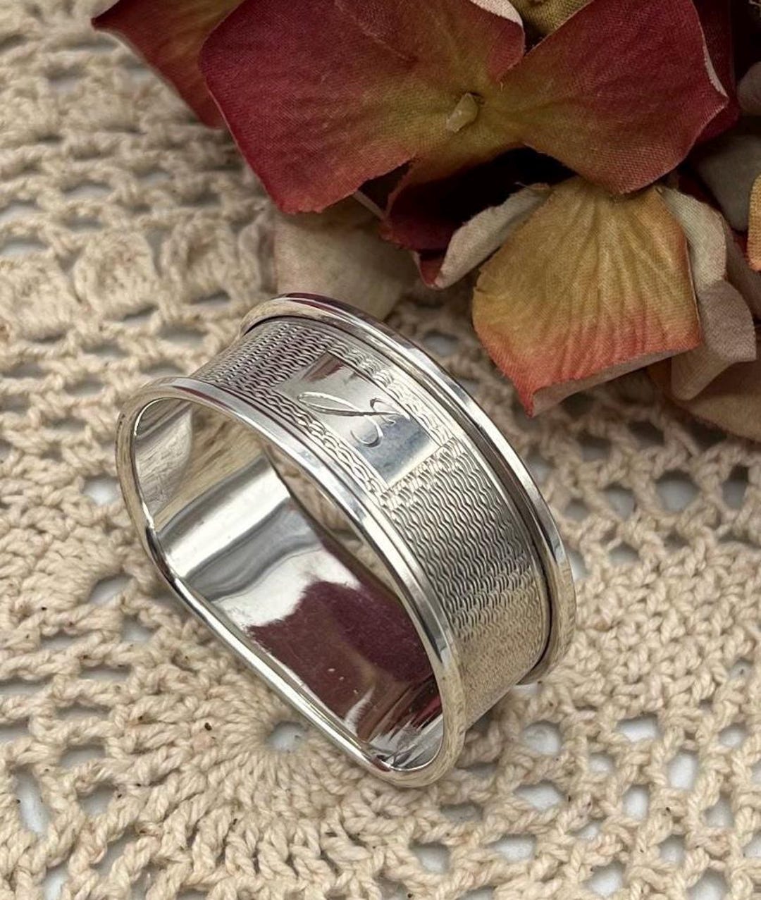 ビンテージ　ナプキンリング　スターリングシルバー ヴィンテージ スターリングシルバー ナプキンリング：エンジン旋盤加工