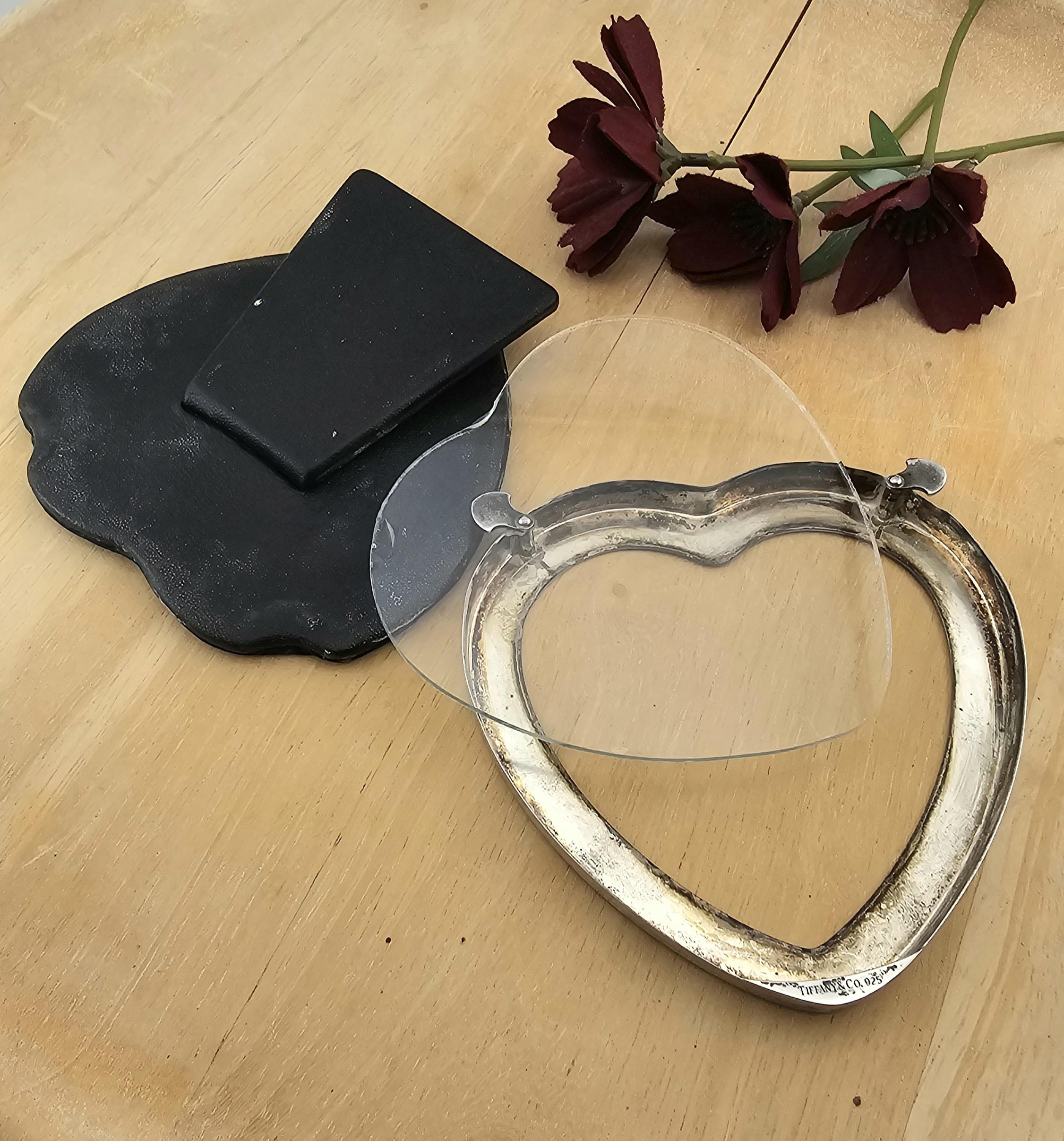 Tiffany & Co Sterling Silver Heart Photo Frame 925 Vintage Folding