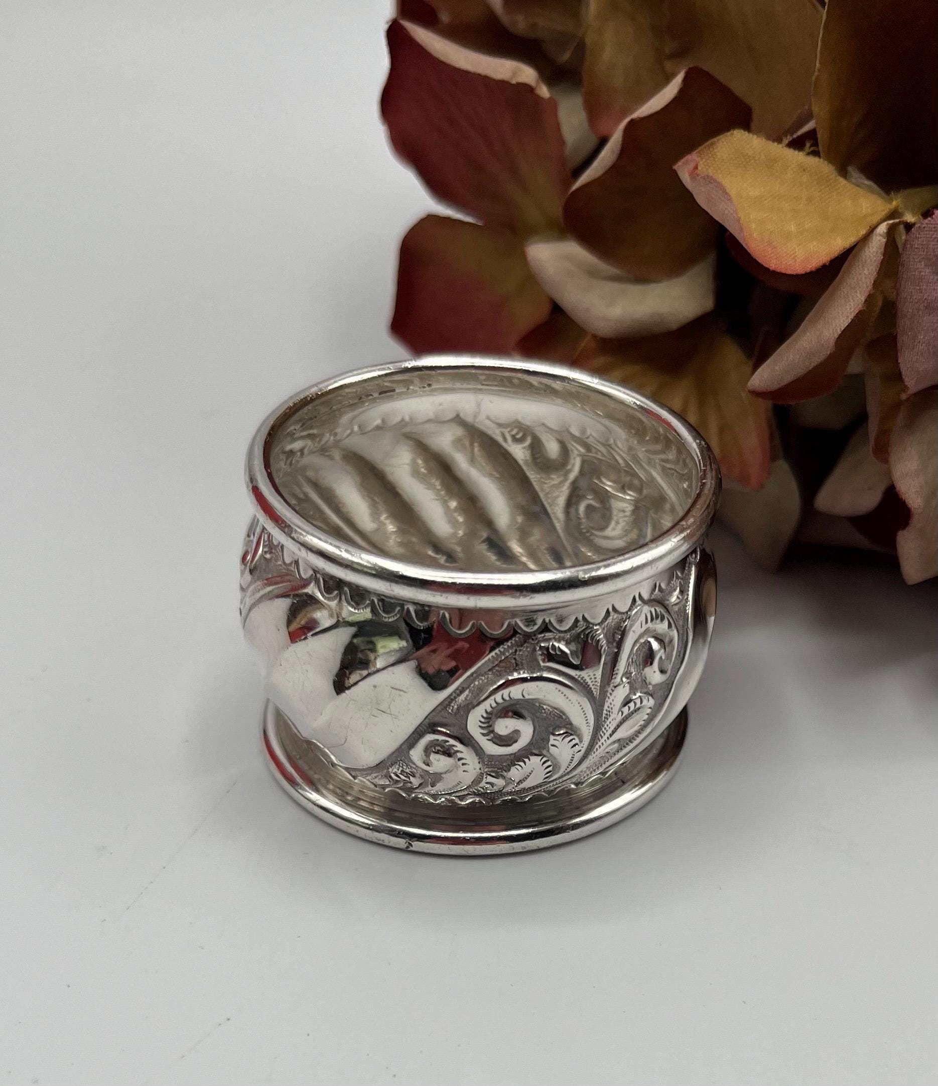 Rond De Serviette Art Nouveau – Argent Massif Sheffield 1902 – Anglais