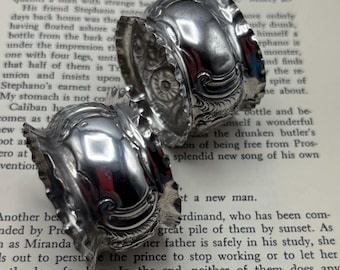 アンティーク ビクトリア朝 シルバープレート ピアス/網目模様 菊