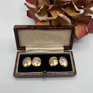 Vintage Gold Plated Sterling Silver Cufflinks with Engraved Detailing - Vintage Designer Cufflinks - Vintage Wedding Gift