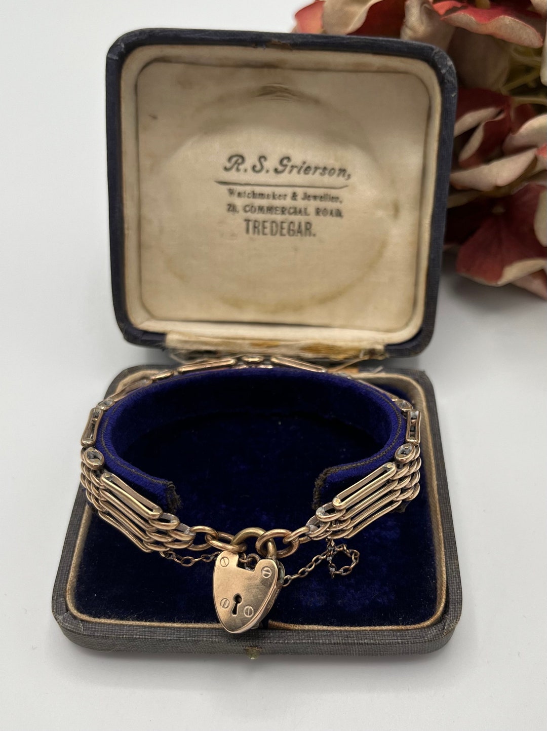 Vintage Gold Plated Gate Link Bracelet With Heart Padlock Etsy