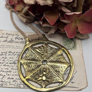 Vintage RESTORED Horse Brass  - Cottage Decor - Ready to Hang SPIDERS WEB  Design Wall Hanging - Ornamental/ Plaque