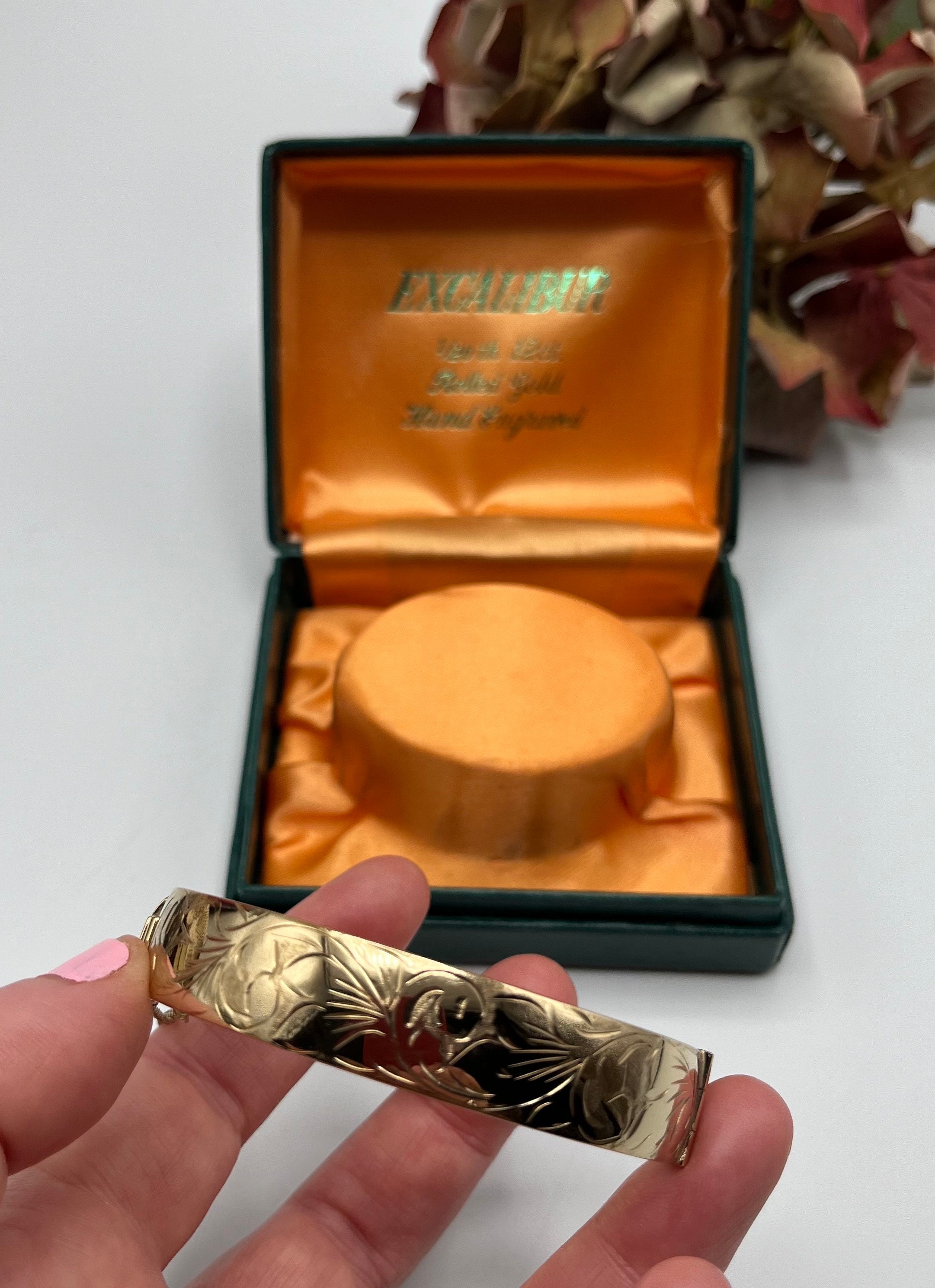 Vintage Rolled Gold EXCALIBUR ‘Harrods of London’ Rolled Gold Ornate Design  - Hinged Opening - Original Box *Ref 51