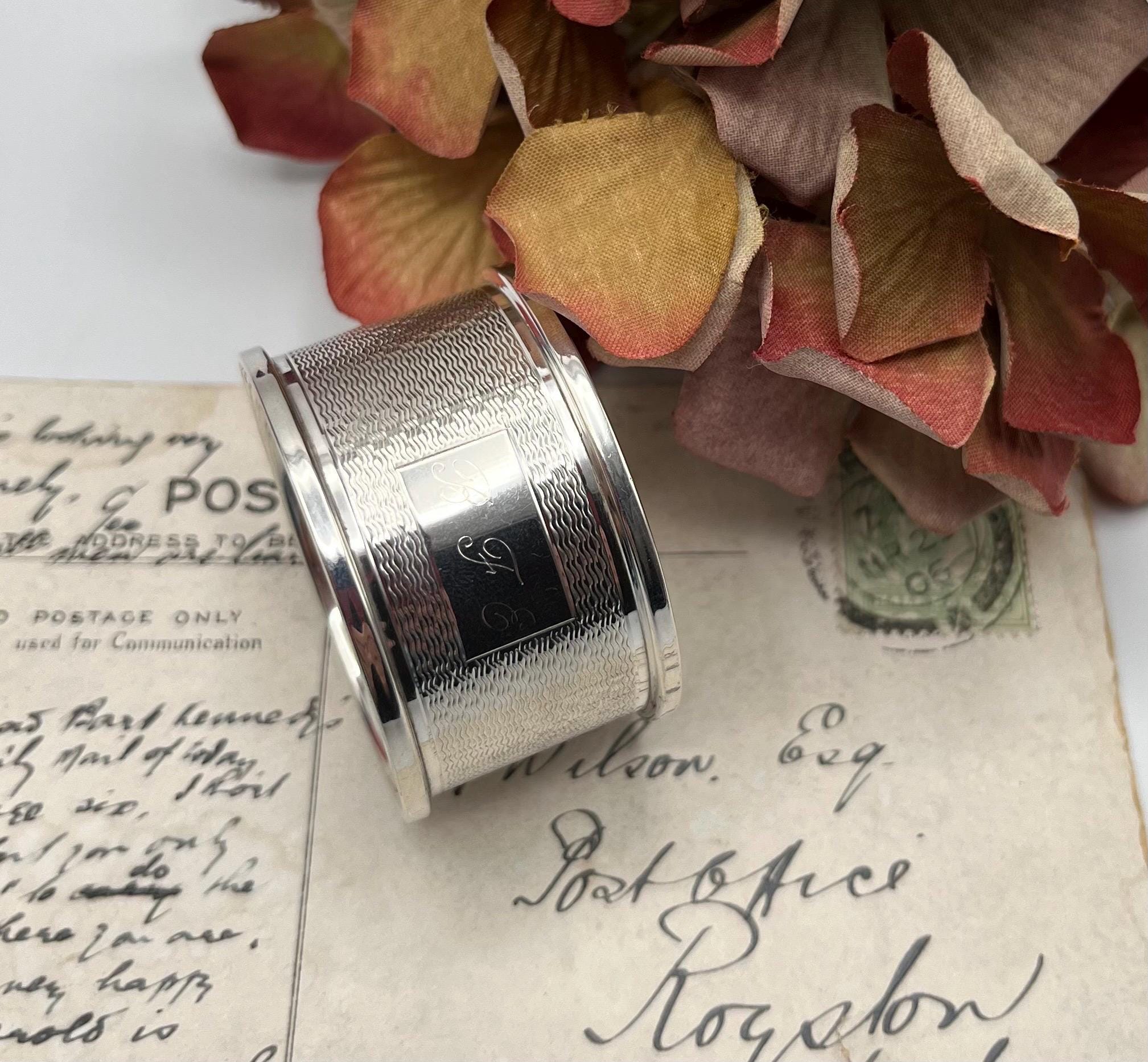 ヴィンテージ スターリングシルバー ナプキンリング：エンジン旋盤加工