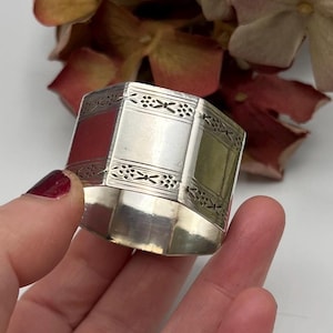 Vintage GEORGE V - Sterling Silver Napkin Ring Hexagonal Design, Assayed Birmingham England 1916 - Silver Sterling Serviette Holder *Ref 76