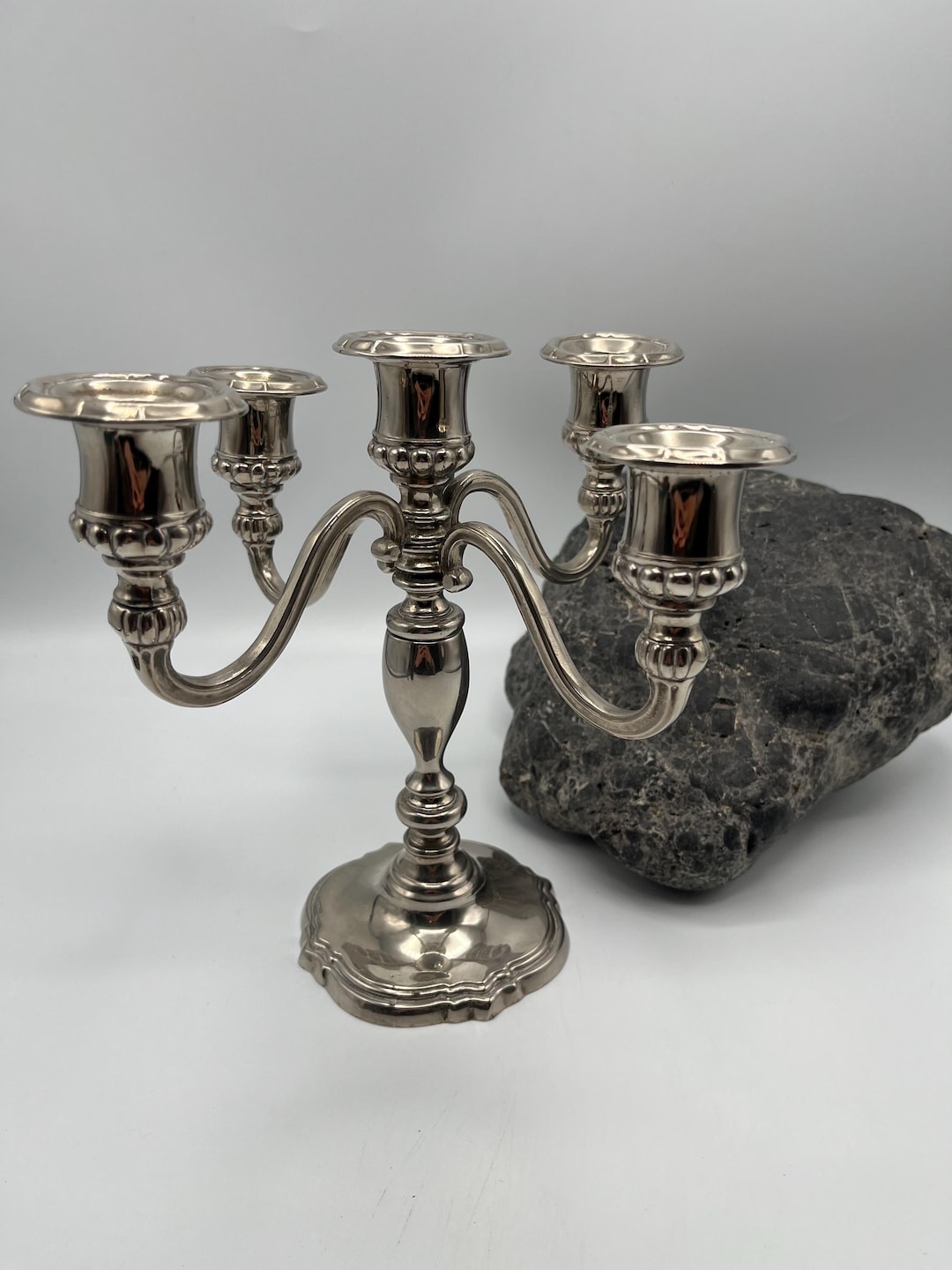 Ensemble Ancien De 4 Chandeliers En Métal Argenté De Walker And Hall Xixe Si%c3%a8cle