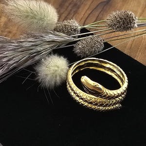 Vintage Snake Ring – Gold Plated Sterling Silver Serpent Wrap Ring – Textured Snake Statement Ring – Vintage Animal Jewellery *Ref 9