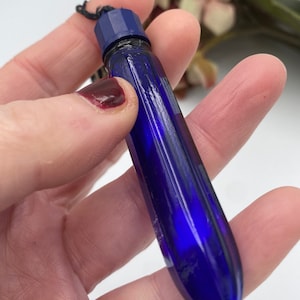 Vintage Cobalt Blue Perfume Bottle: Miniature Scent Bottle with Tassel