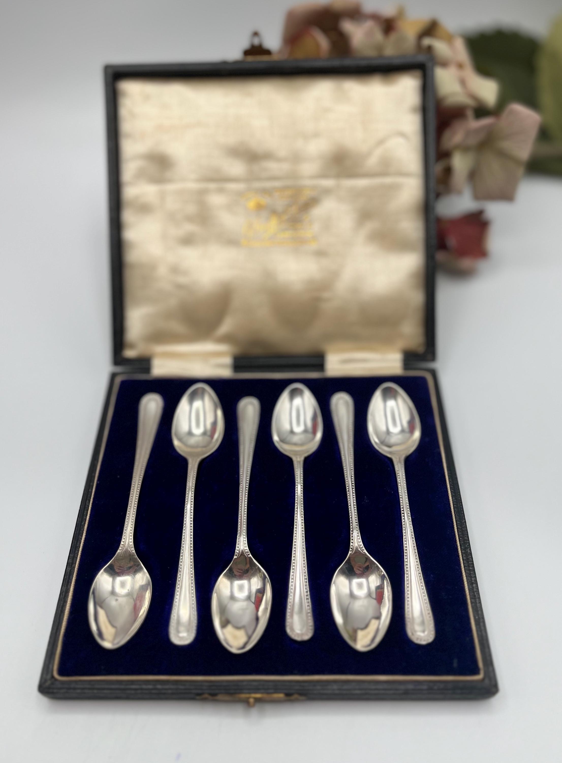 Antique Solid Silver Teaspoons Set - Birmingham 1913
