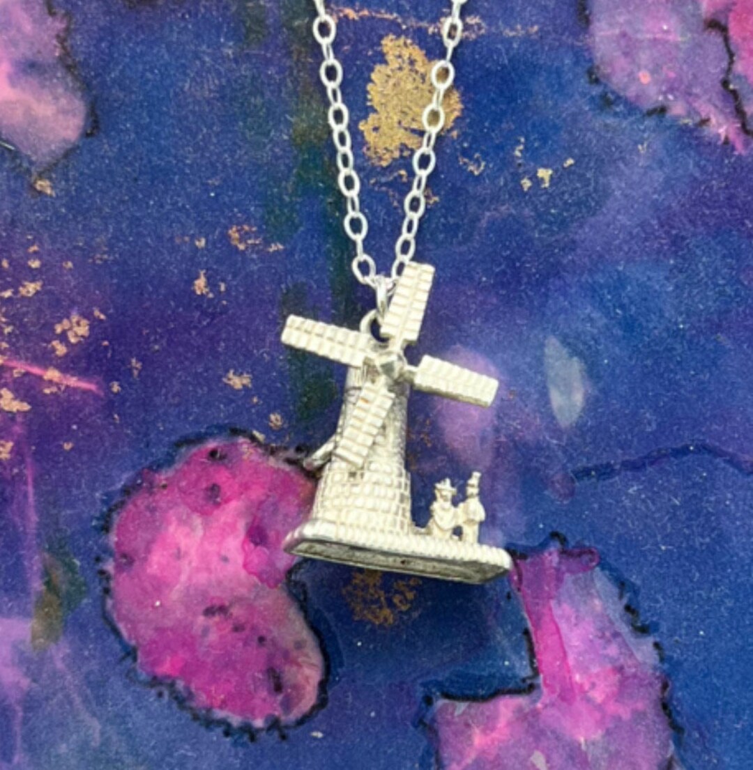 Charme Moulin à Vent Hollandais En Argent Sterling 925 - Vintage - Poids 0,9g