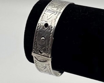 Vintage Sterling Silver Mexico Adjustable Bangle Belt Bracelet - Etsy