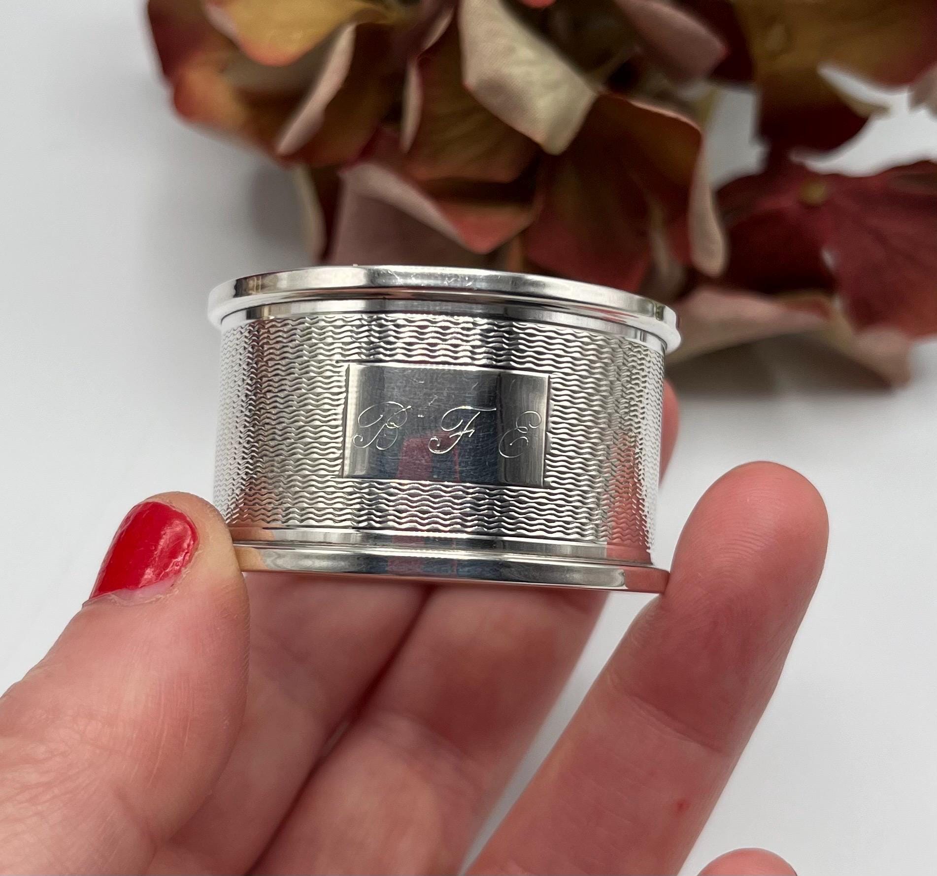 ヴィンテージ スターリングシルバー ナプキンリング：エンジン旋盤加工