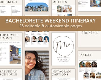 BACHELORETTE ITINERARY TEMPLATE, Bachelorette Weekend Planner, Bachelorette Invite, Editable Digital Itinerary Canva, Bachelorette Party