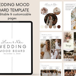 43 pages Wedding Mood Board Template, Digital Wedding Vision Board Editable Canva Template, Wedding Theme Design Guide, Wedding Planner