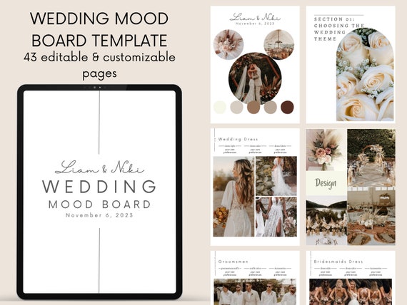 Wedding Mood Board Template: 43-Page Canva Design Guide (Digital Download)