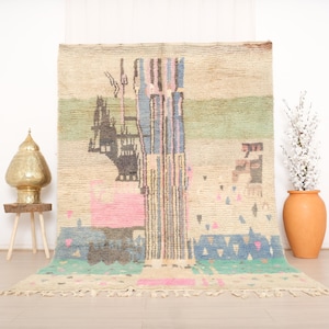 Vintage Moroccan rug, Authentic Boujaad rug Rug 6x9 ft