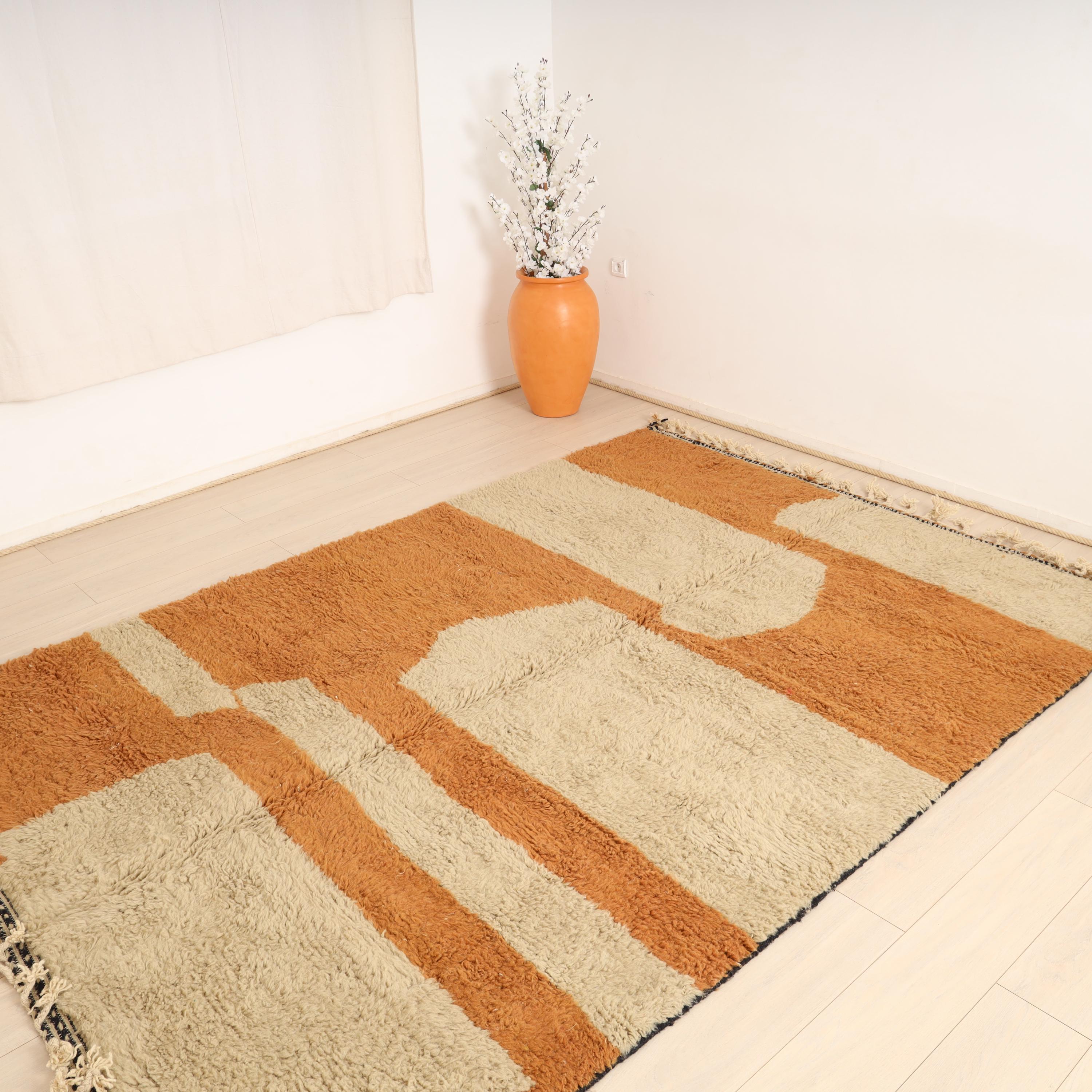 モロッコラグ ベニワレン タズナフト産 オレンジライン 【公式通販】