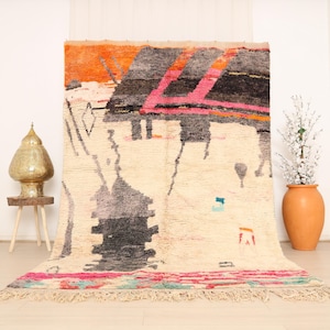 Vintage Moroccan rug, Authentic Boujaad rug, Berber Morrocan rug 6x9 ft