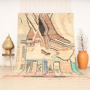 Vintage Moroccan rug, Authentic Boujaad rug, Berber Morrocan rug 6x9 ft