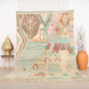 Vintage Moroccan rug, Authentic Boujaad rug Rug 6x9 ft