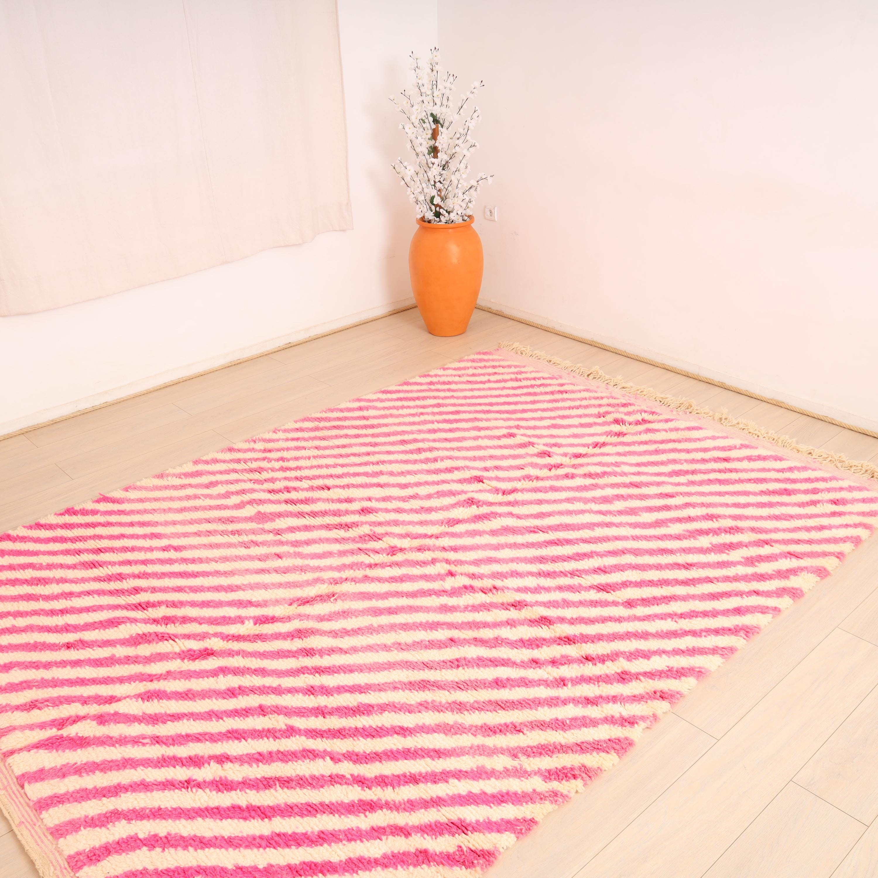 Beni Ourain ラグ、ピンク モロッコ ラグ、モロッコ ハンドメイド ラグ