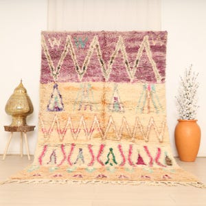 Vintage Moroccan rug, Authentic Boujaad rug Rug 6x9 ft
