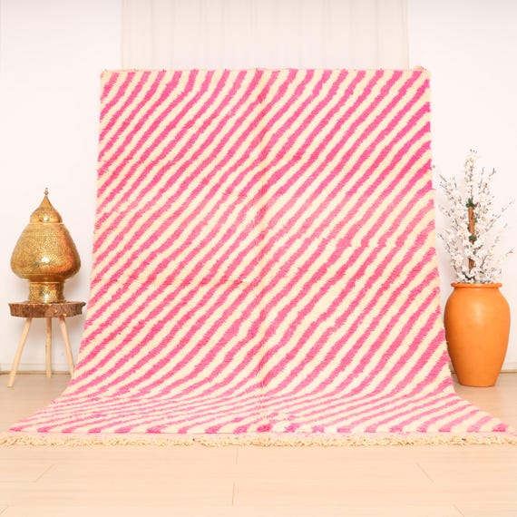 Beni Ourain ラグ、ピンク モロッコ ラグ、モロッコ ハンドメイド ラグ
