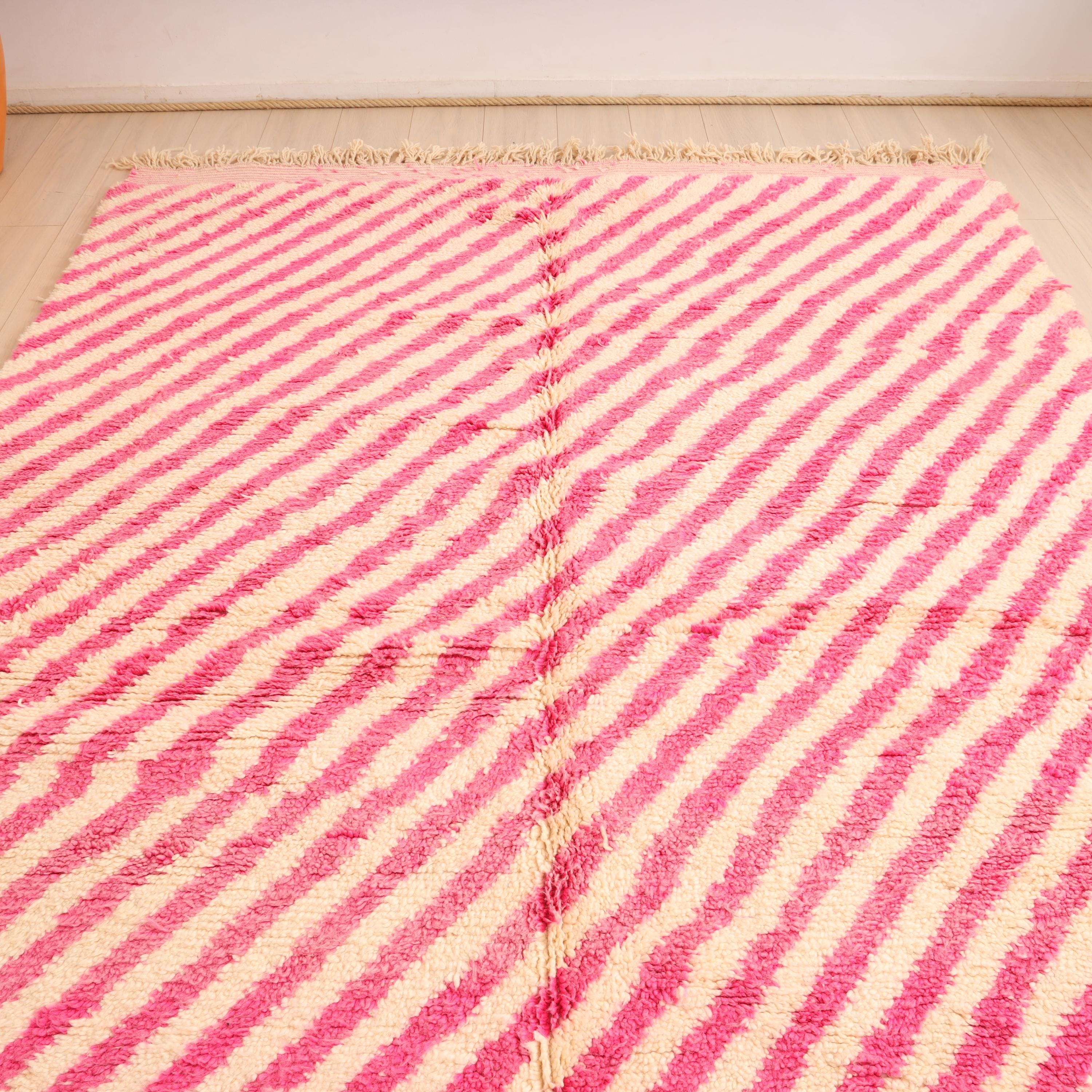 Beni Ourain ラグ、ピンク モロッコ ラグ、モロッコ ハンドメイド ラグ