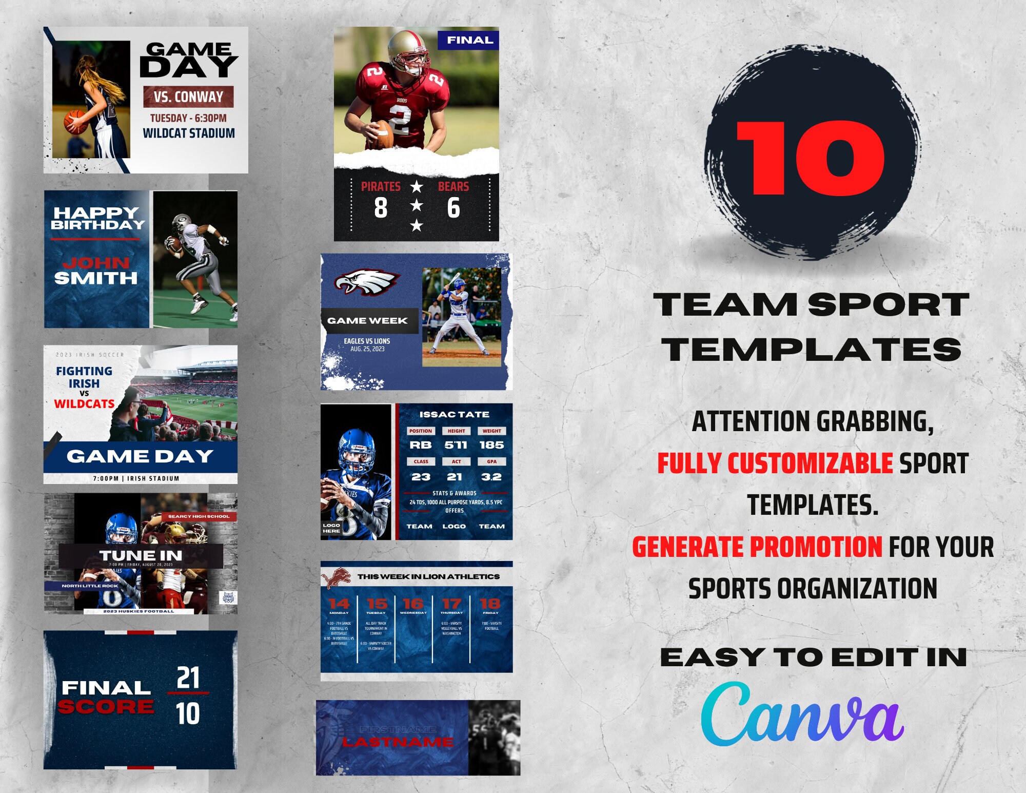 Sports Social Media Marketing Template, Custom Sports Graphics, DIY