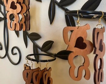 DIGITAL FILE ONLY Love Locs Cherry wood cut earrings Dreadlock Earrings I love dreadlocks I love Locs Digital Download for Melanin queen