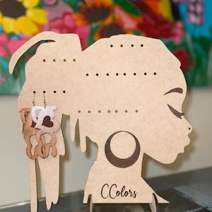 Personalized Earring Display Stand SVG: Wooden Earring Holder (Digital File)