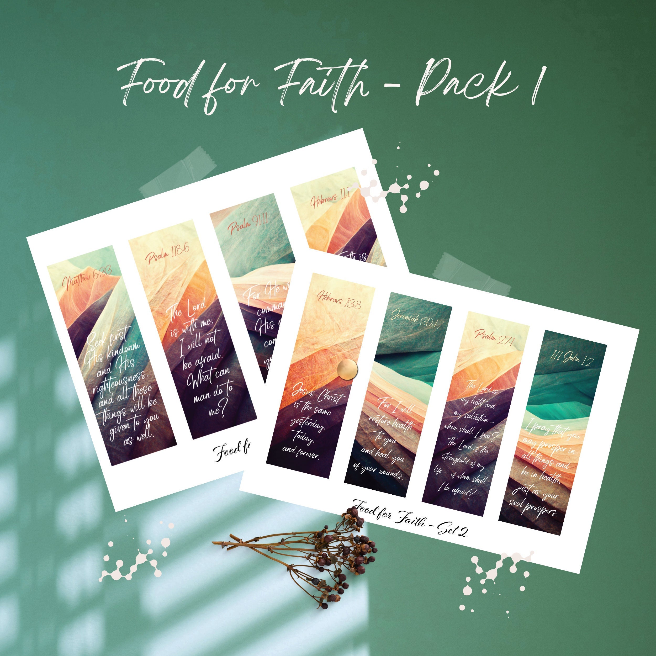 Set of 8 Printable Bible Verses Instant Download 2x6.5 Bible Book ...