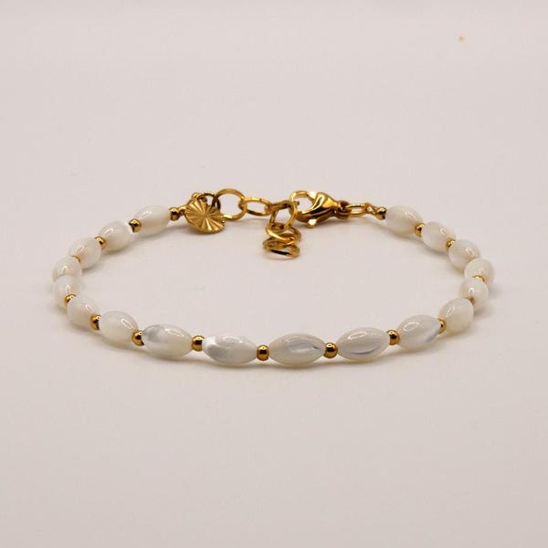 Bracelet Laura - Mother of Pearl - Stainless Steel - White